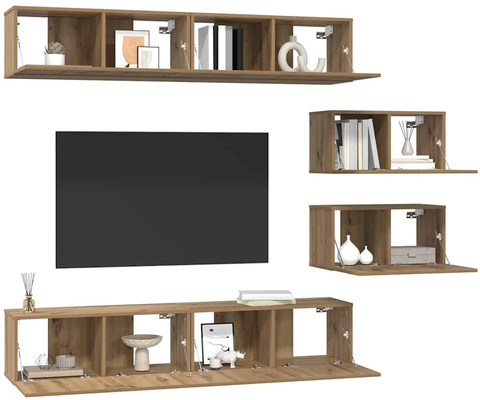 TV staliukas TV spintelių komplektas 6 vnt. Amatininkų ąžuolas