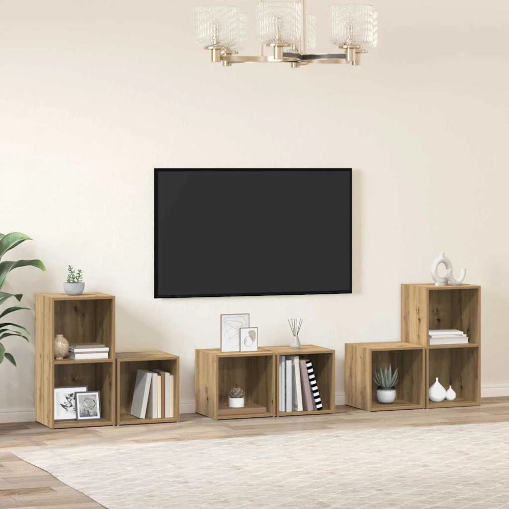 TV staliukas TV spintelių komplektas 6 vnt. Amatininkų ąžuolas