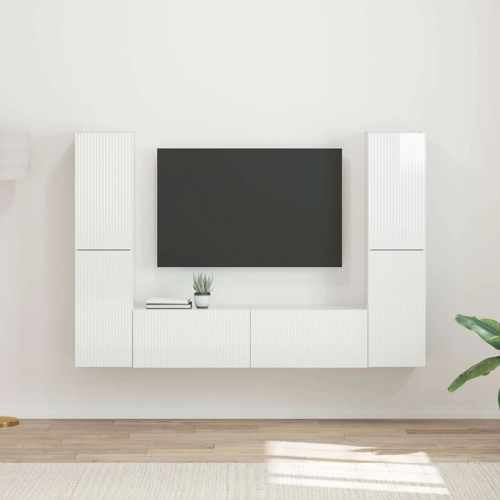 TV staliukas TV spintelių komplektas 6 vnt. Itin blizgi balta