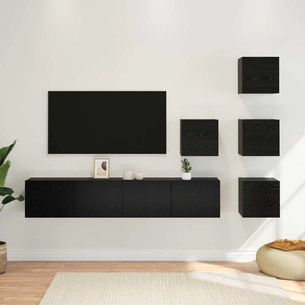 TV staliukas TV spintelių komplektas 6 vnt. Juodojo ąžuolo Apdirbta mediena