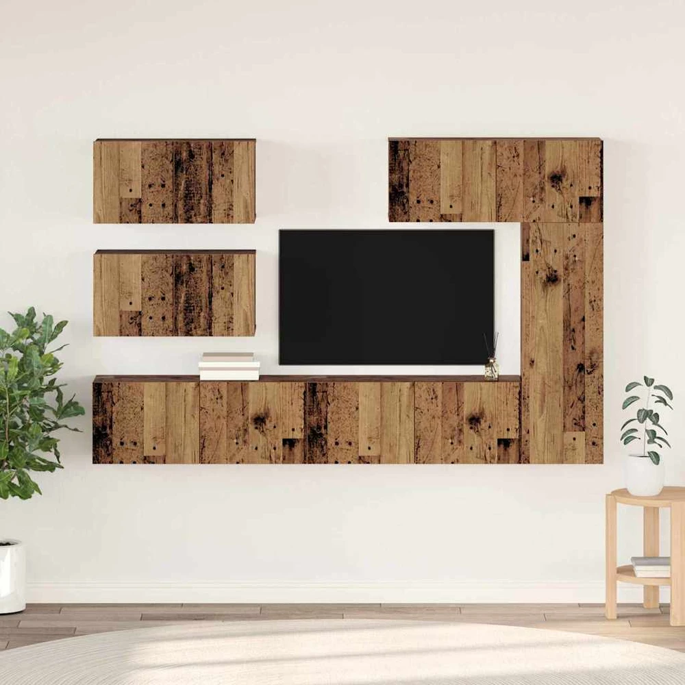 TV staliukas TV spintelių komplektas 6 vnt. Senovinis medis Apdirbta mediena