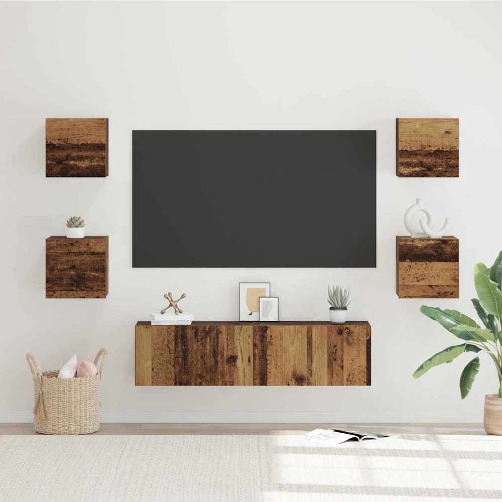 TV staliukas TV spintelių komplektas 6 vnt. Senovinis medis Apdirbta mediena
