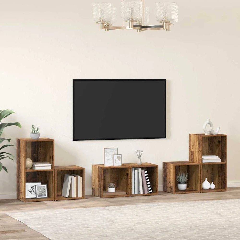 TV staliukas TV spintelių komplektas 6 vnt. Senovinis medis Apdirbta mediena