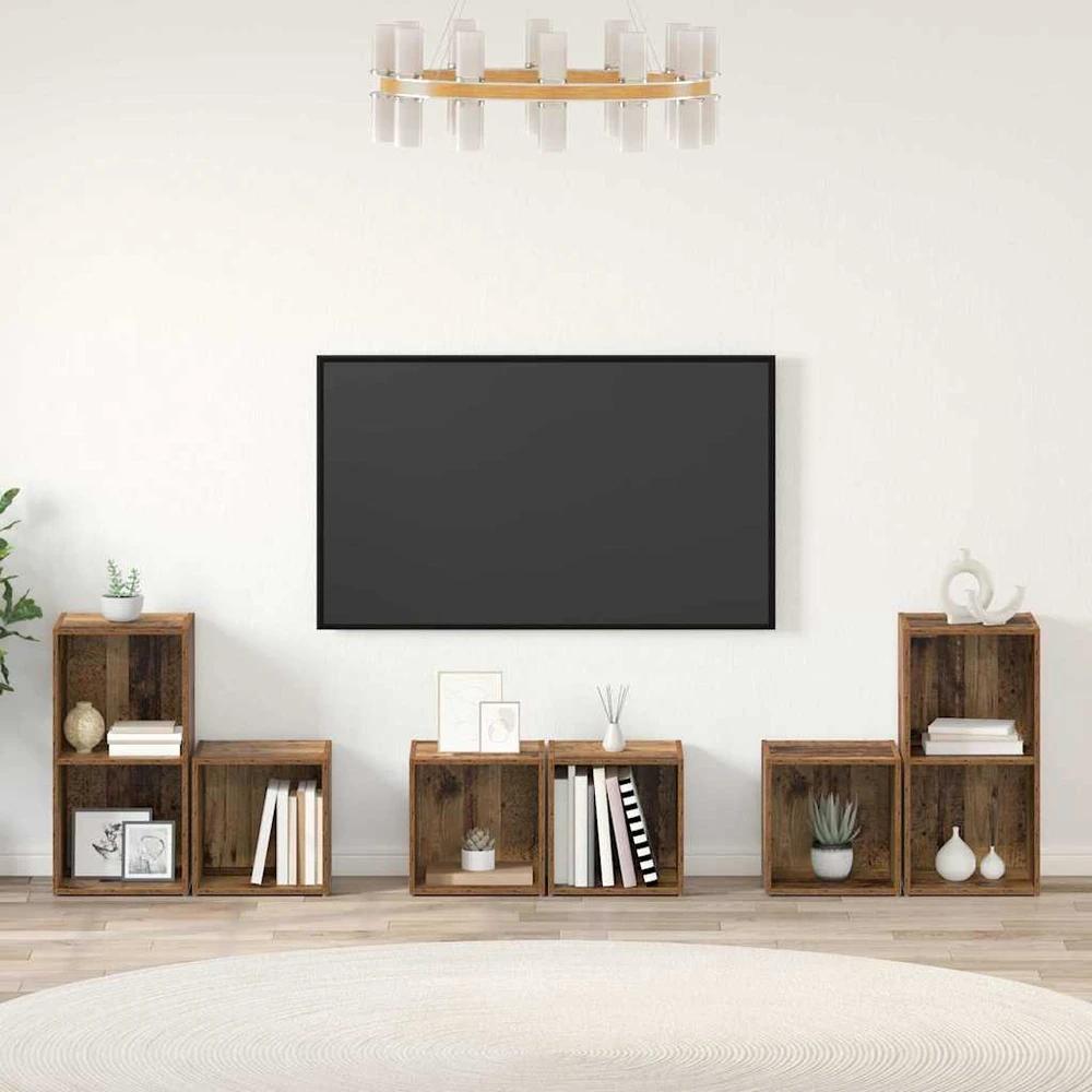 TV staliukas TV spintelių komplektas 6 vnt. Senovinis medis Apdirbta mediena