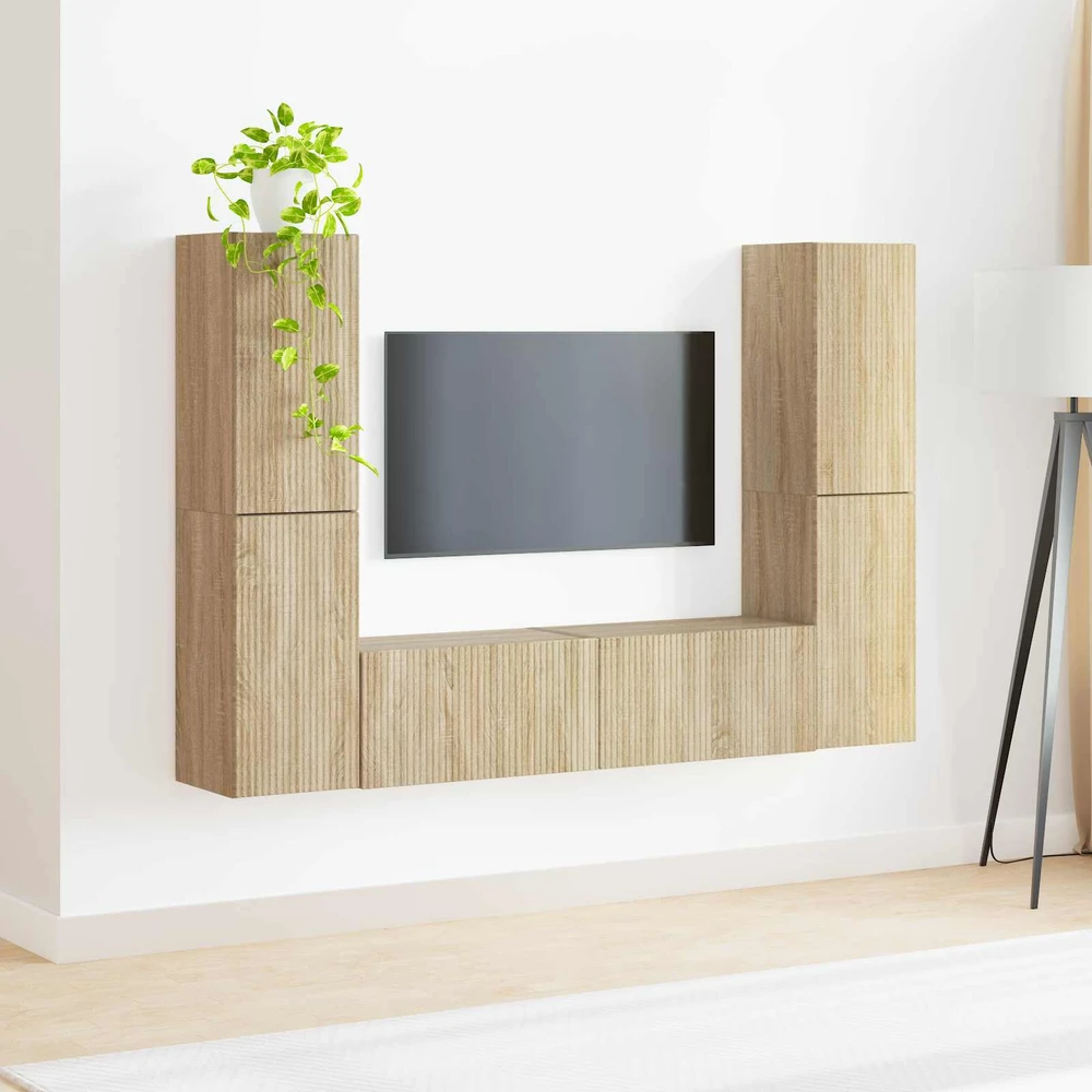 TV staliukas TV spintelių komplektas 6 vnt. Sonoma ąžuolas Apdirbta mediena