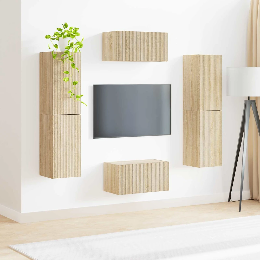 TV staliukas TV spintelių komplektas 6 vnt. Sonoma ąžuolas Apdirbta mediena