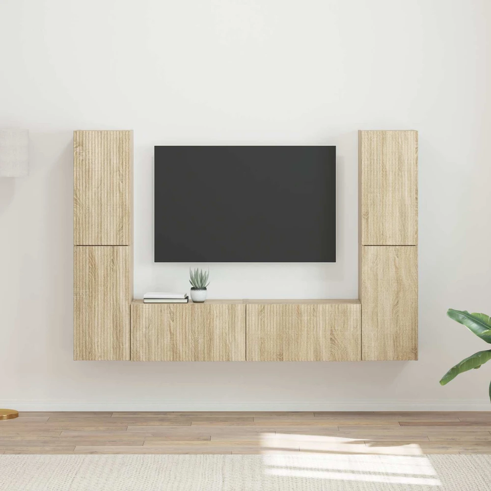 TV staliukas TV spintelių komplektas 6 vnt. Sonoma ąžuolas Apdirbta mediena