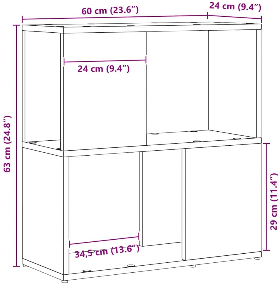 TV staliukas TV spintelių komplektas 60 x 24 x 63 cm Juoda Apdirbta mediena