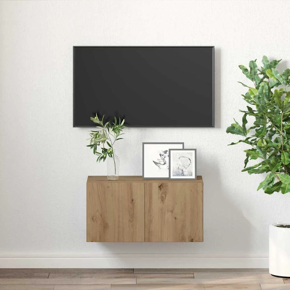 TV staliukas TV spintelių komplektas 60 x 30 x 30 cm Ruda Apdirbta mediena