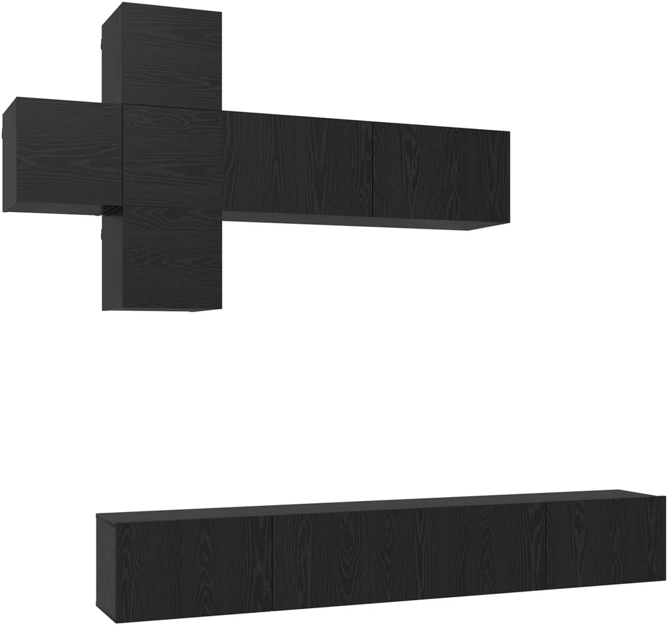 TV staliukas TV spintelių komplektas 7 pcs Juodojo ąžuolo Apdirbta mediena