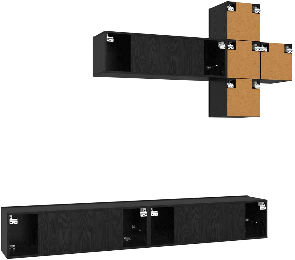 TV staliukas TV spintelių komplektas 7 pcs Juodojo ąžuolo Apdirbta mediena