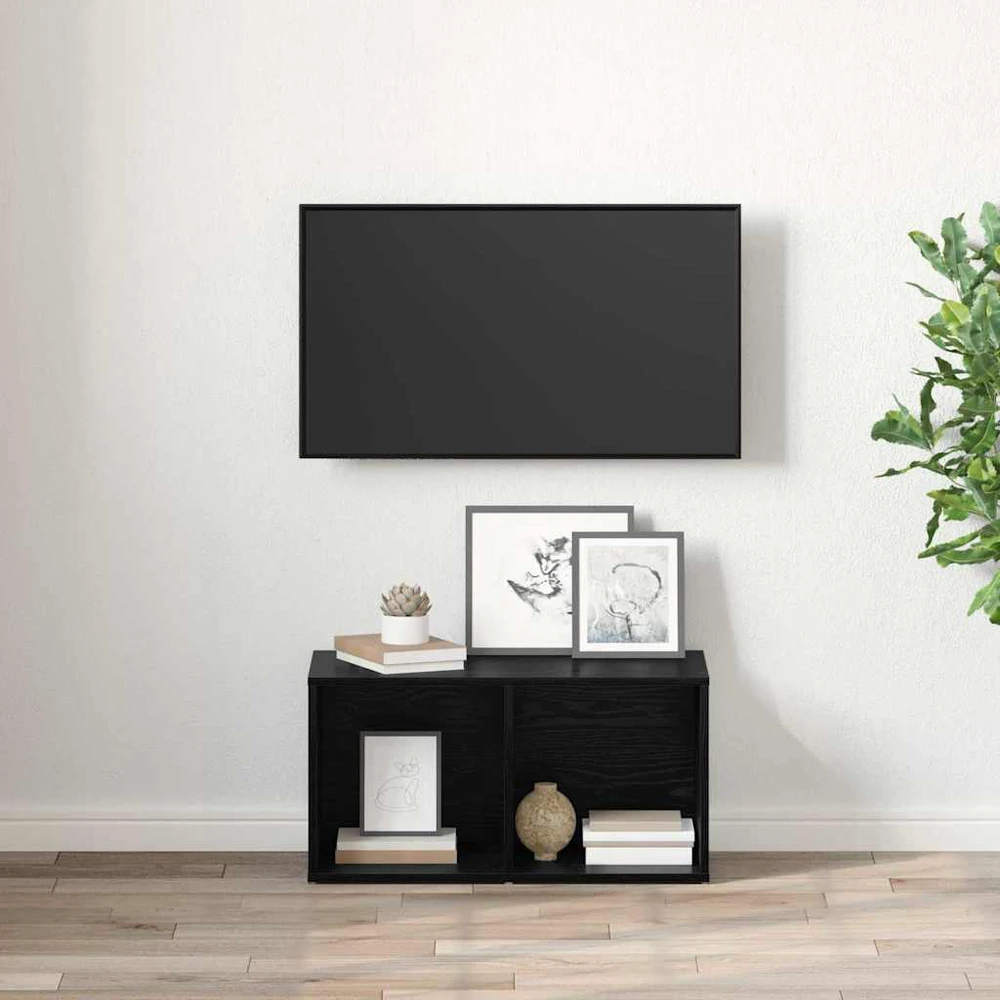 TV staliukas TV spintelių komplektas 72 x 35 x 37 cm Juoda Apdirbta mediena