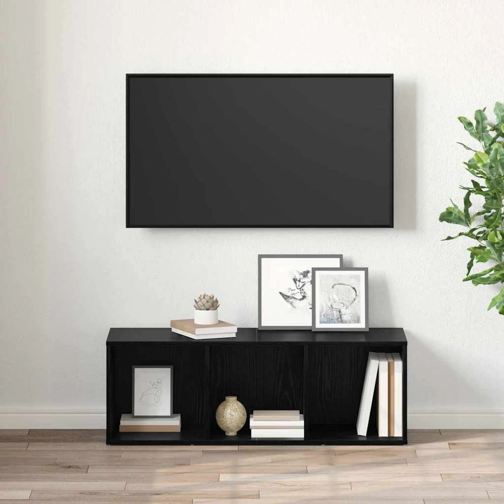 TV staliukas TV spintelių komplektas 72 x 35 x 37 cm Juoda Apdirbta mediena