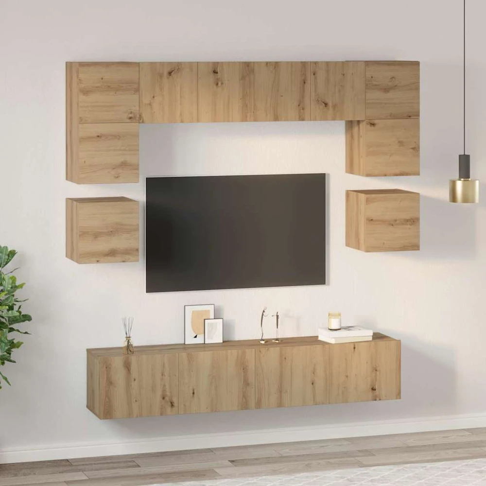 TV staliukas TV spintelių komplektas 8 vnt. Amatininkų ąžuolas