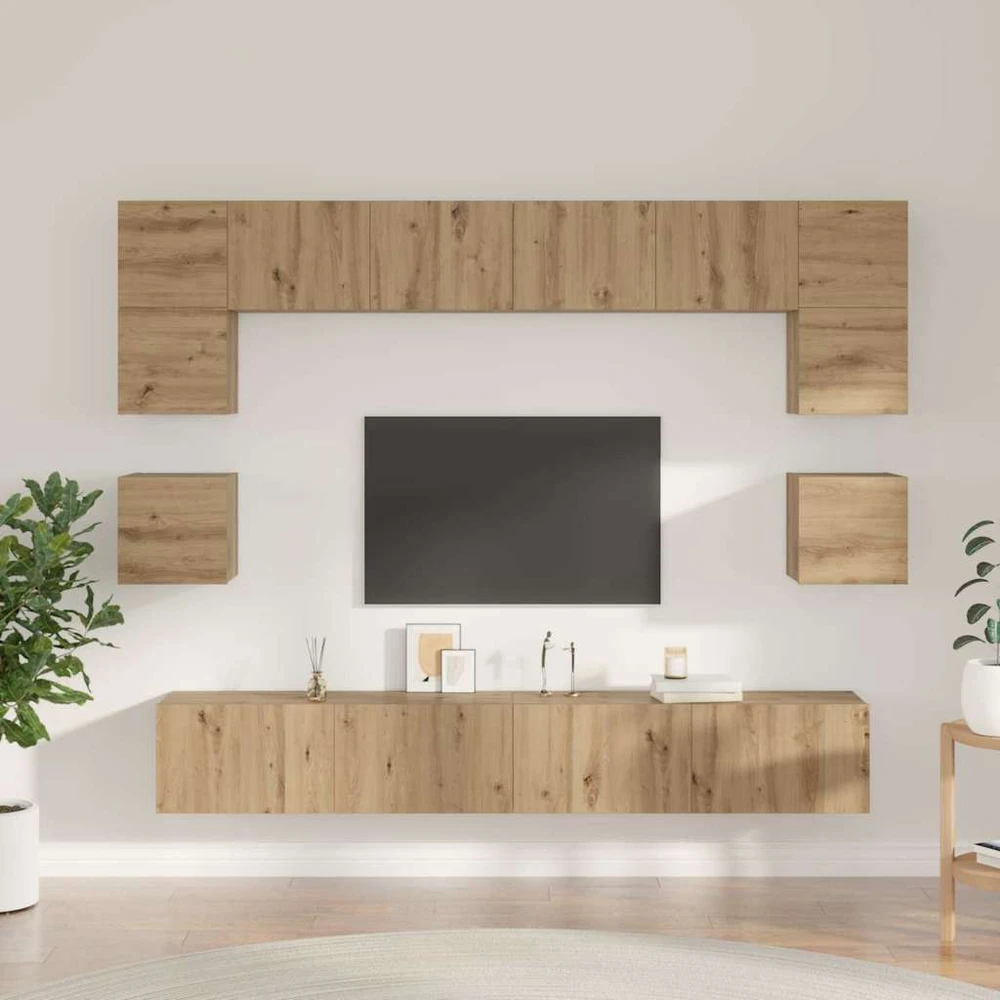 TV staliukas TV spintelių komplektas 8 vnt. Amatininkų ąžuolas