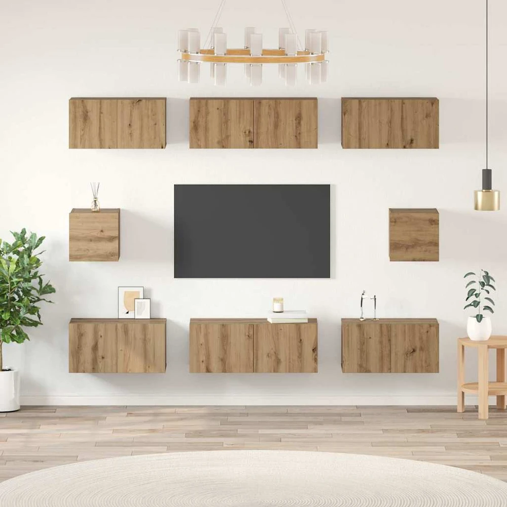 TV staliukas TV spintelių komplektas 8 vnt. Amatininkų ąžuolas