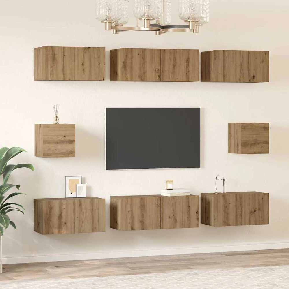 TV staliukas TV spintelių komplektas 8 vnt. Amatininkų ąžuolas