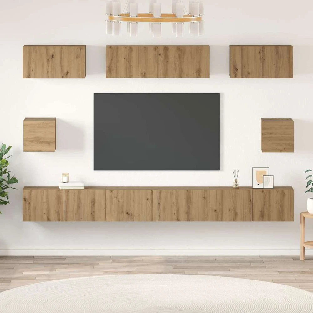 TV staliukas TV spintelių komplektas 8 vnt. Amatininkų ąžuolas