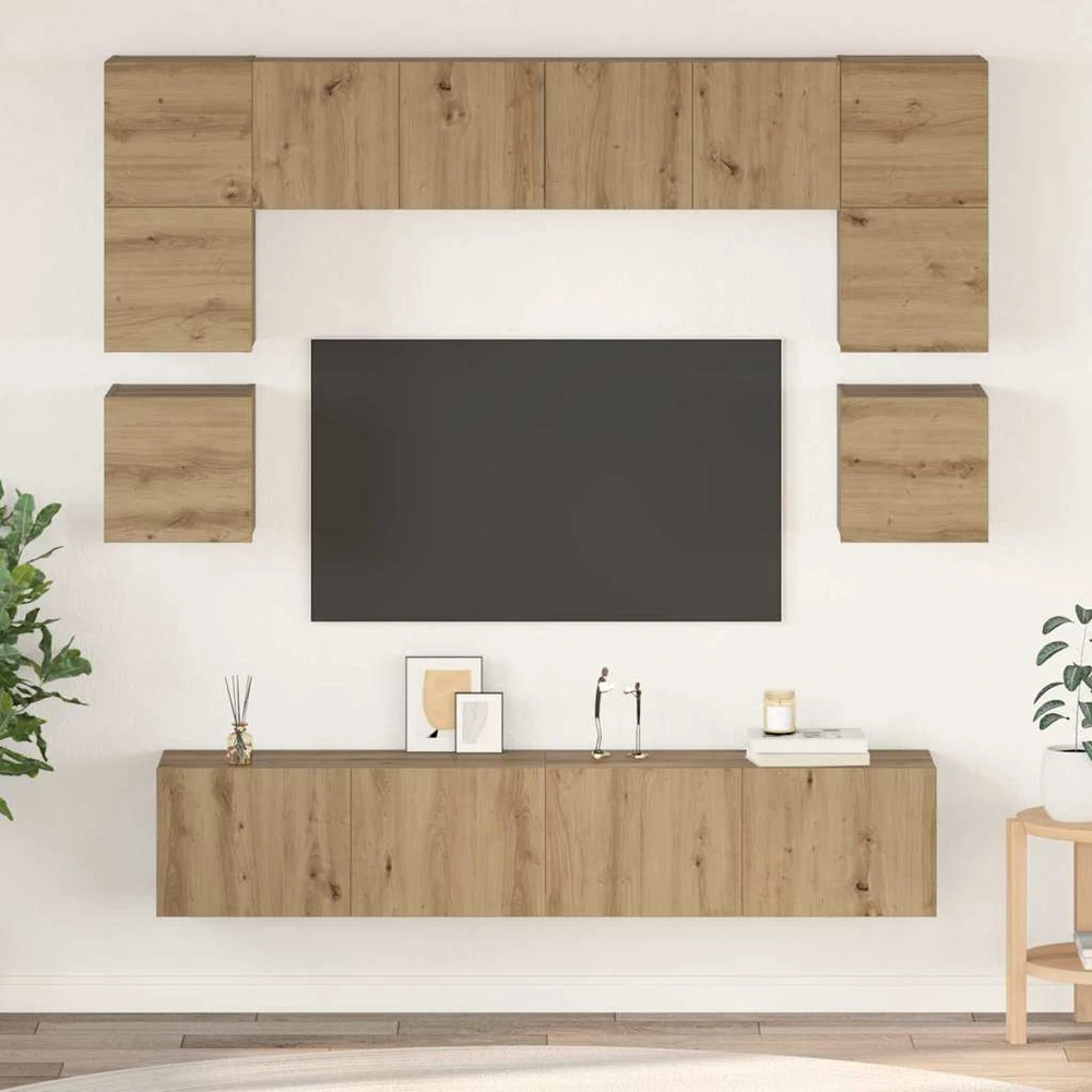TV staliukas TV spintelių komplektas 8 vnt. Amatininkų ąžuolas