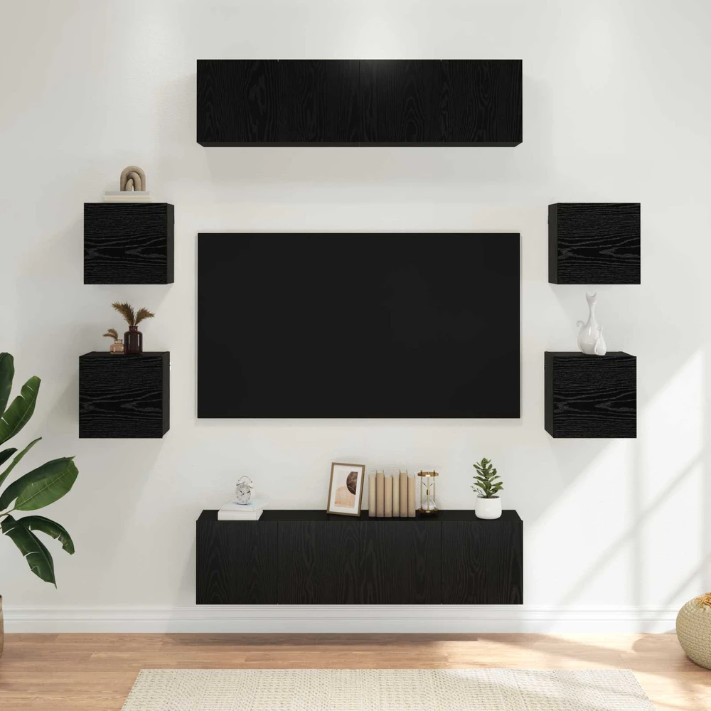 TV staliukas TV spintelių komplektas 8 vnt. Juodojo ąžuolo Apdirbta mediena