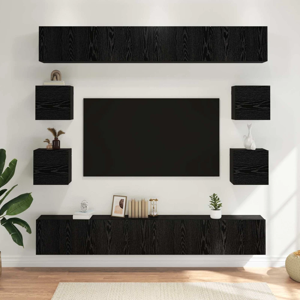 TV staliukas TV spintelių komplektas 8 vnt. Juodojo ąžuolo Apdirbta mediena