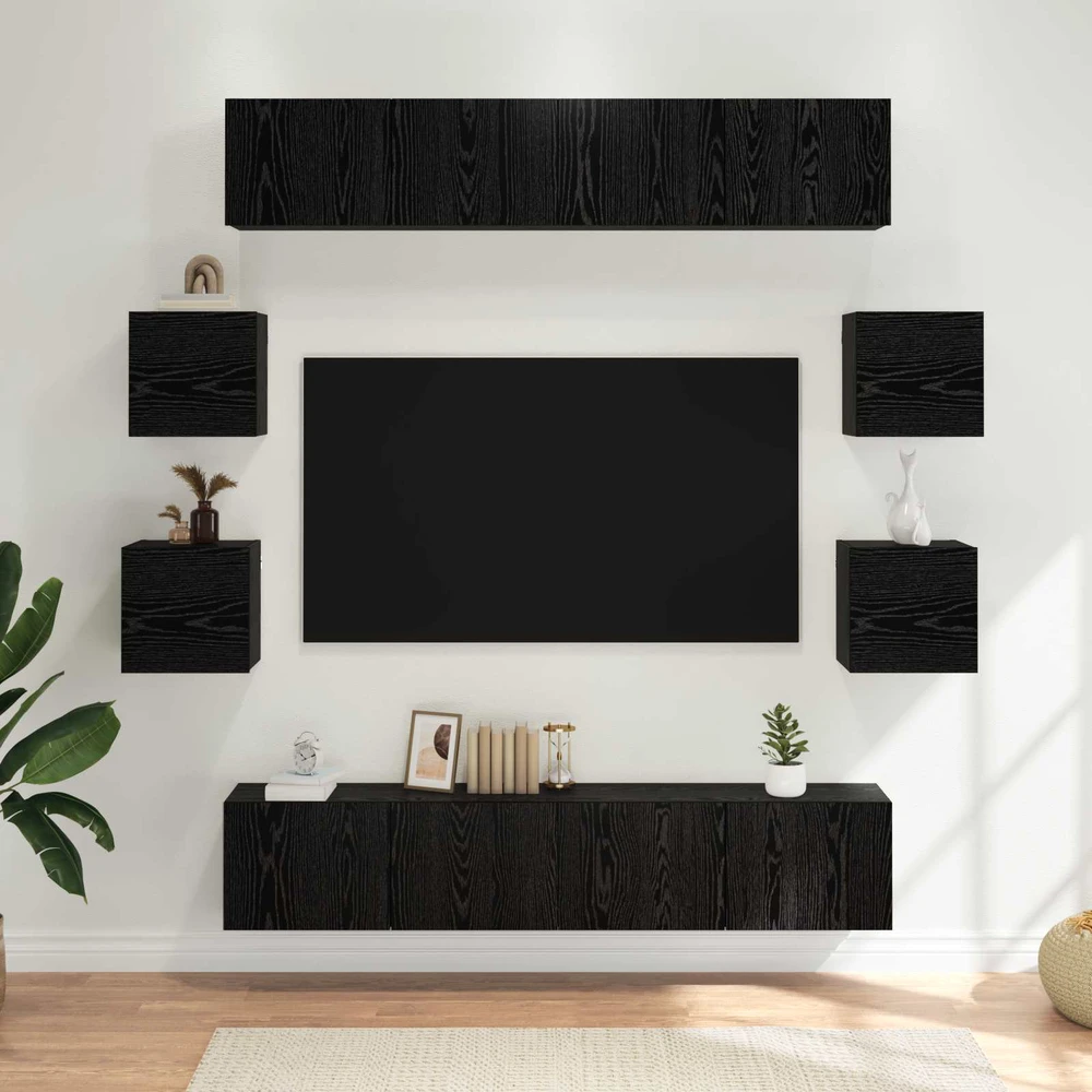 TV staliukas TV spintelių komplektas 8 vnt. Juodojo ąžuolo Apdirbta mediena