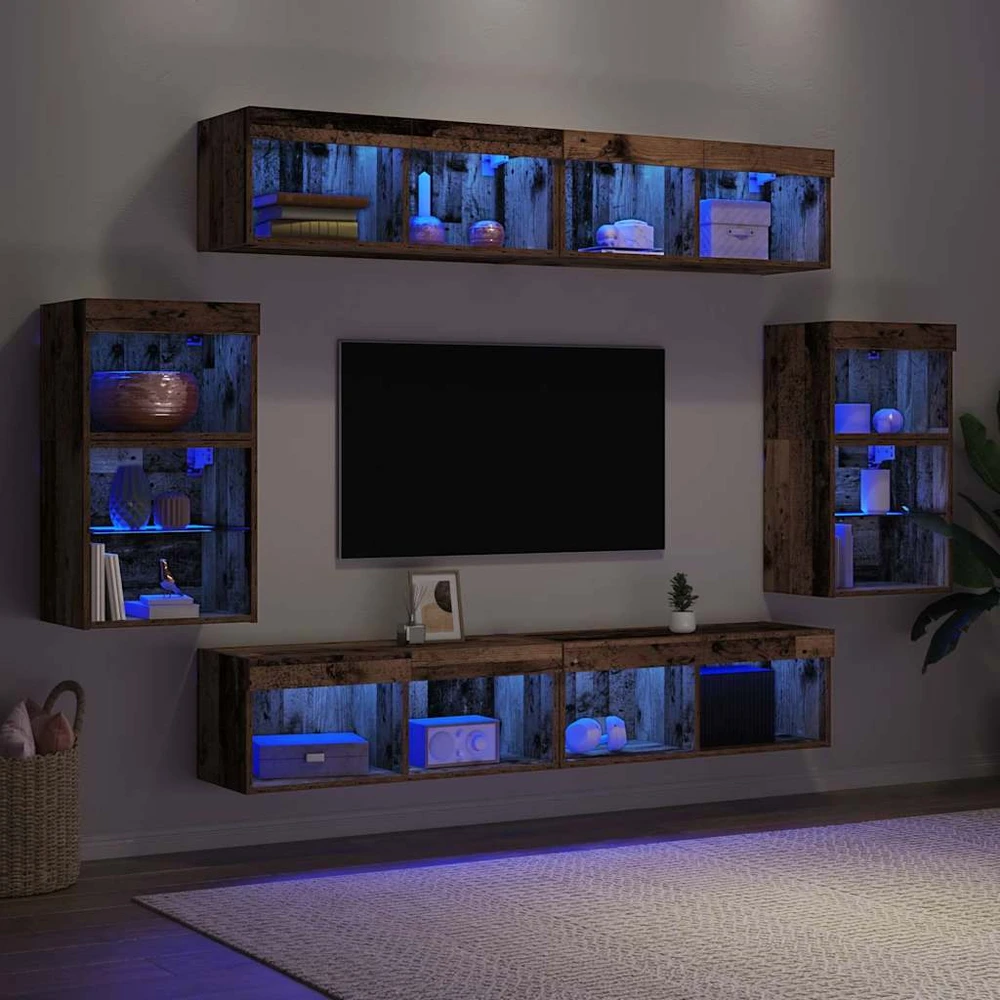 TV staliukas TV spintelių komplektas 8 vnt. 37 x 30 x 70 cm Sena mediena