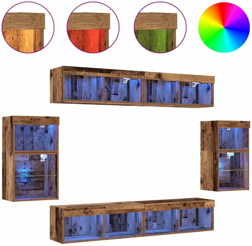 TV staliukas TV spintelių komplektas 8 vnt. 37 x 30 x 70 cm Sena mediena