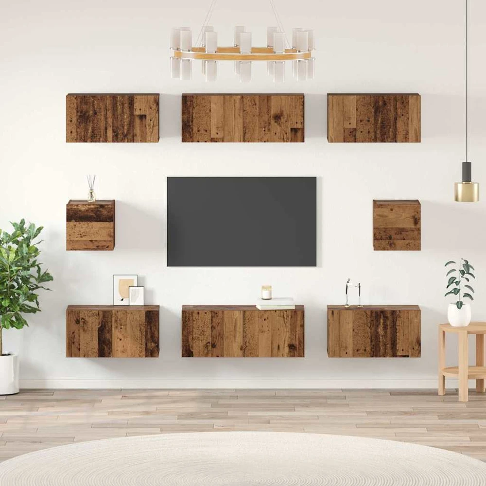 TV staliukas TV spintelių komplektas 8 vnt. Senovinis medis Apdirbta mediena