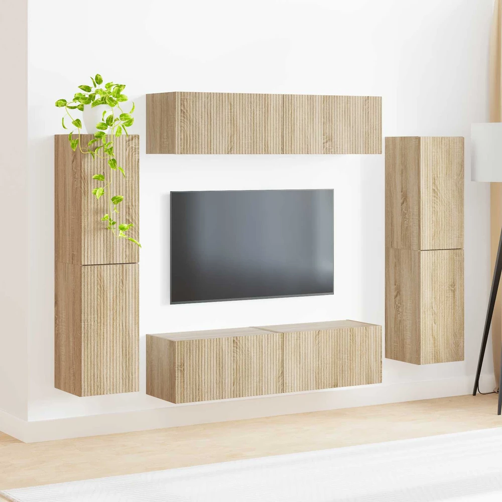 TV staliukas TV spintelių komplektas 8 vnt. Sonoma ąžuolas Apdirbta mediena