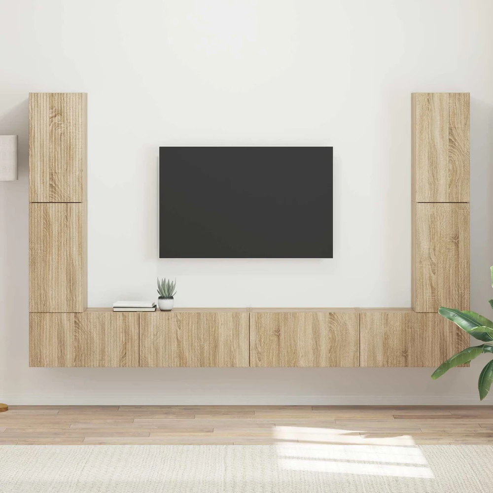 TV staliukas TV spintelių komplektas 8 vnt. Sonoma ąžuolas Apdirbta mediena