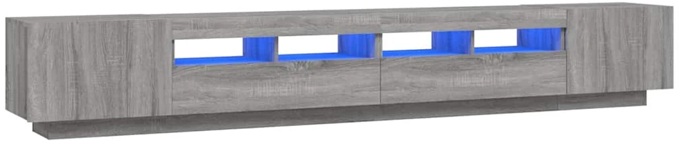 TV staliukas TV spintelių komplektas su LED, 3 dalių, pilkas ąžuolo, mediena