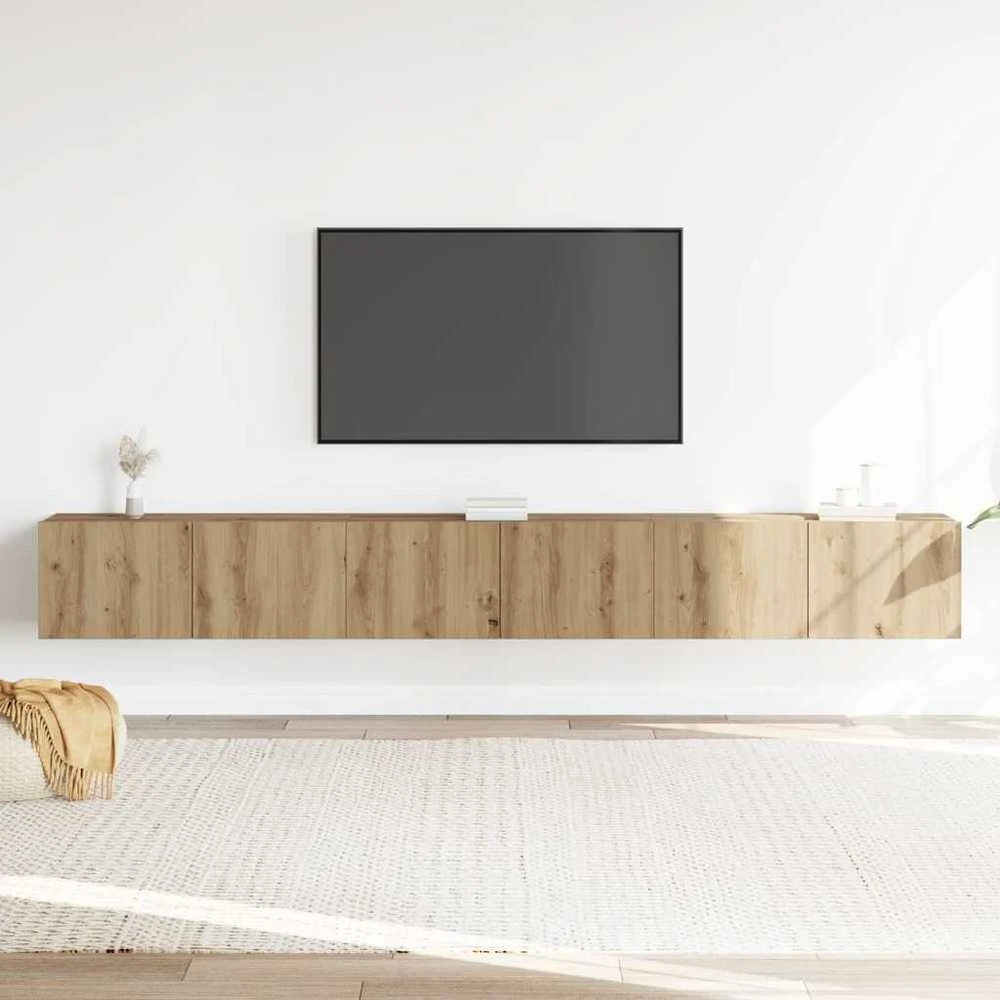 TV staliukas 3 dalių sieninis televizoriaus spintelės komplektas Artisan Oak