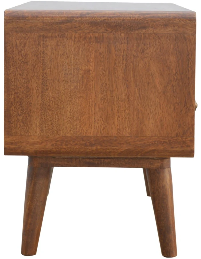 TV staliukas Artisan Furniture Lenkta mango medienos TV spintelė, kaštono atspalvio