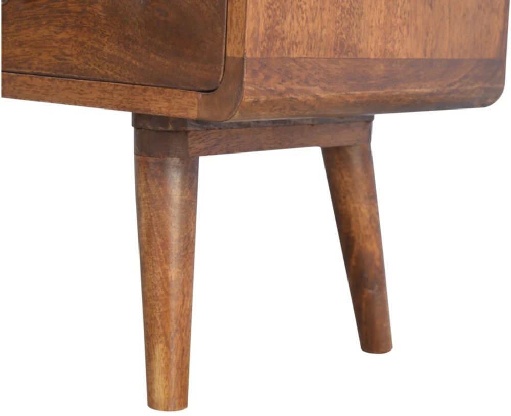 TV staliukas Artisan Furniture Lenkta mango medienos TV spintelė, kaštono atspalvio