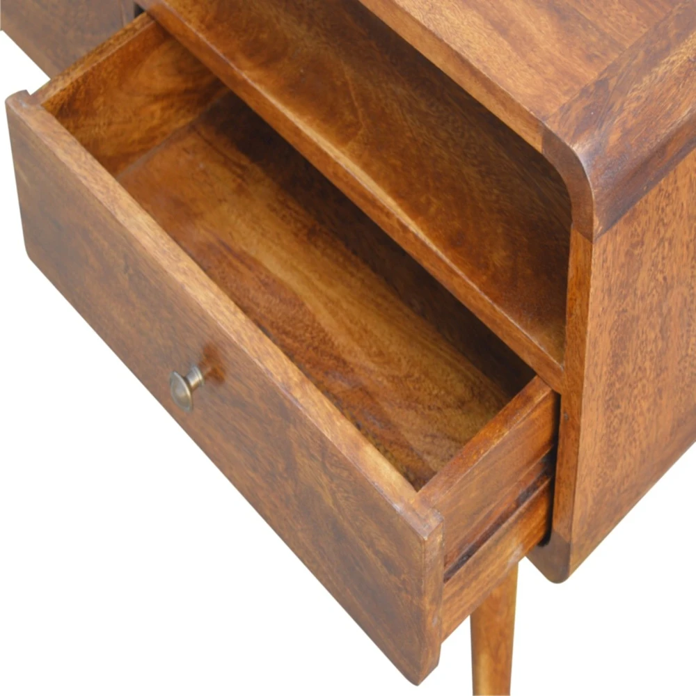 TV staliukas Artisan Furniture Lenkta mango medienos TV spintelė, kaštono atspalvio