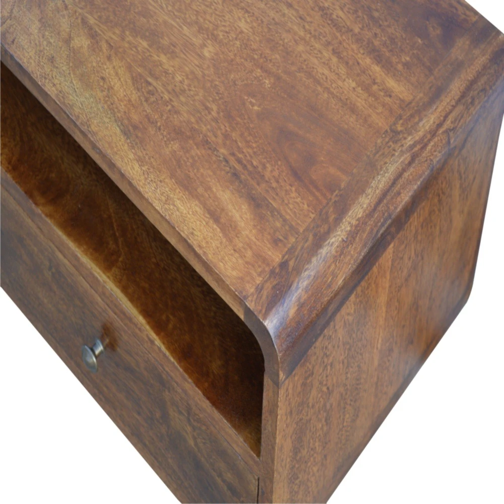 TV staliukas Artisan Furniture Lenkta mango medienos TV spintelė, kaštono atspalvio