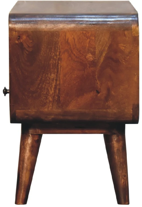 TV staliukas Artisan Furniture Lenkta mini TV spintelė, riešutmedžio atspalvio