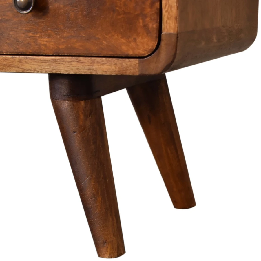 TV staliukas Artisan Furniture Lenkta Riešutmedžio Mini TV spintelė su 2 stalčiais