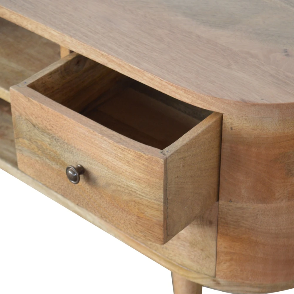 TV staliukas Artisan Furniture Mango medienos TV spintelė su 4 stalčiais ir 2 lentynomis, ąžuolo atspalvio