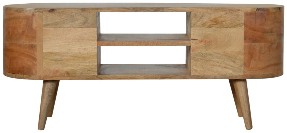 TV staliukas Artisan Furniture Mango medienos TV spintelė su 4 stalčiais ir 2 lentynomis, ąžuolo atspalvio