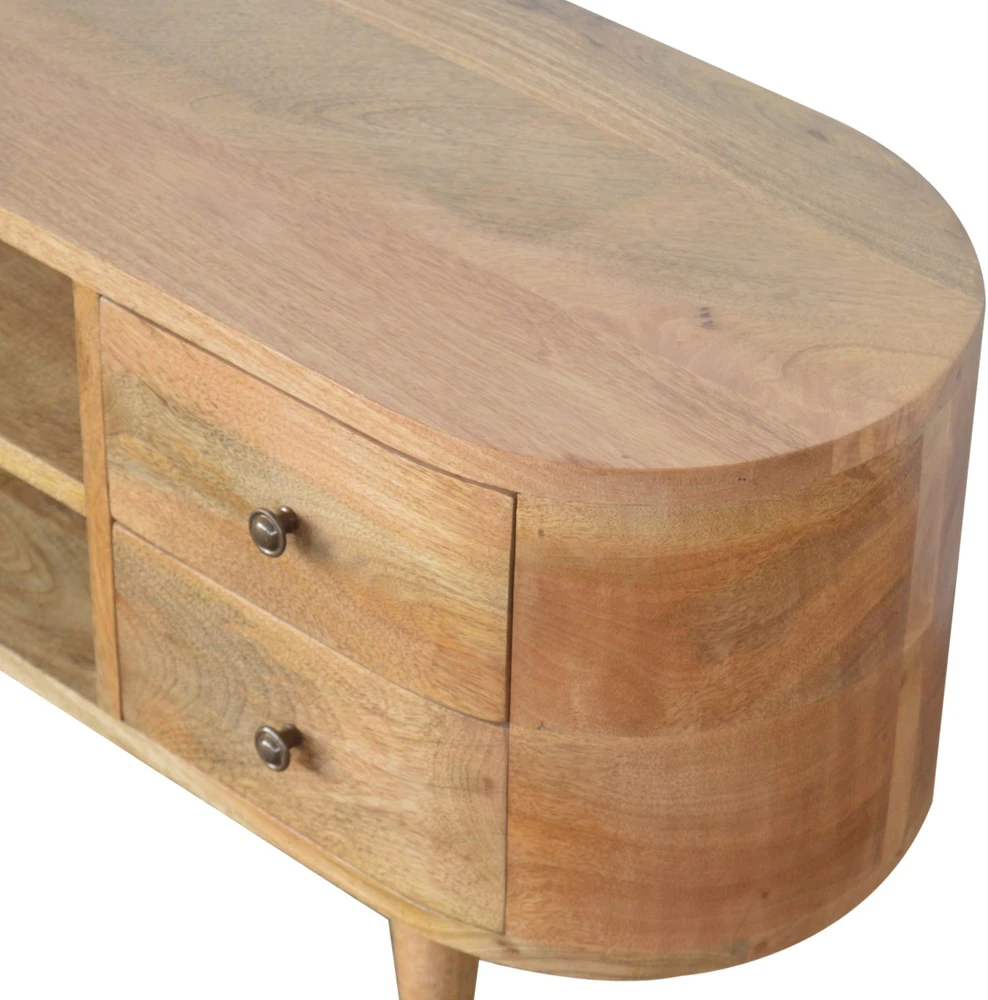 TV staliukas Artisan Furniture Mango medienos TV spintelė su 4 stalčiais ir 2 lentynomis, ąžuolo atspalvio
