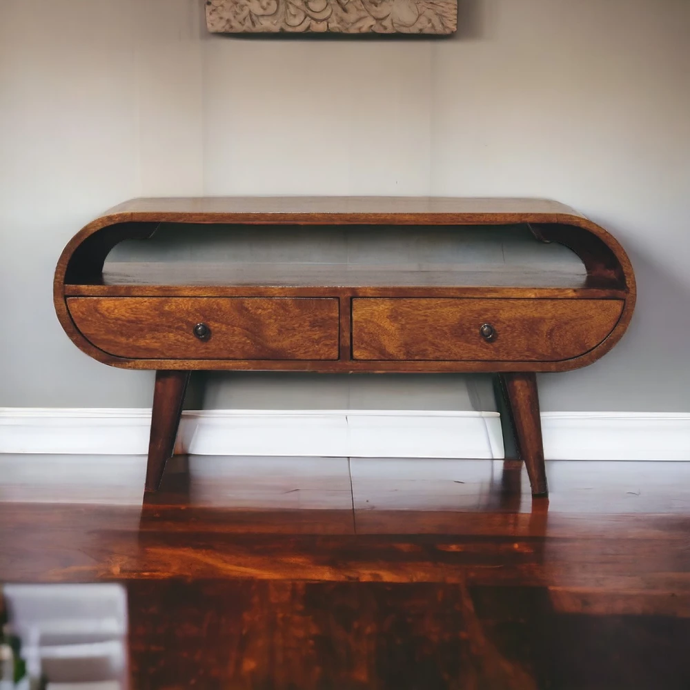 TV staliukas Artisan Furniture Riešutmedžio atspalvio TV spintelė, 90 cm