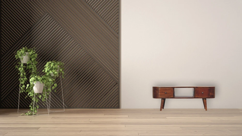 TV staliukas Artisan Furniture Riešutmedžio atspalvio TV spintelė, 100 cm