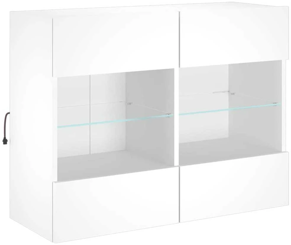 TV staliukas Sieninė TV spintelė su LED lemputėmis, balta, 78,5x30x60,5cm