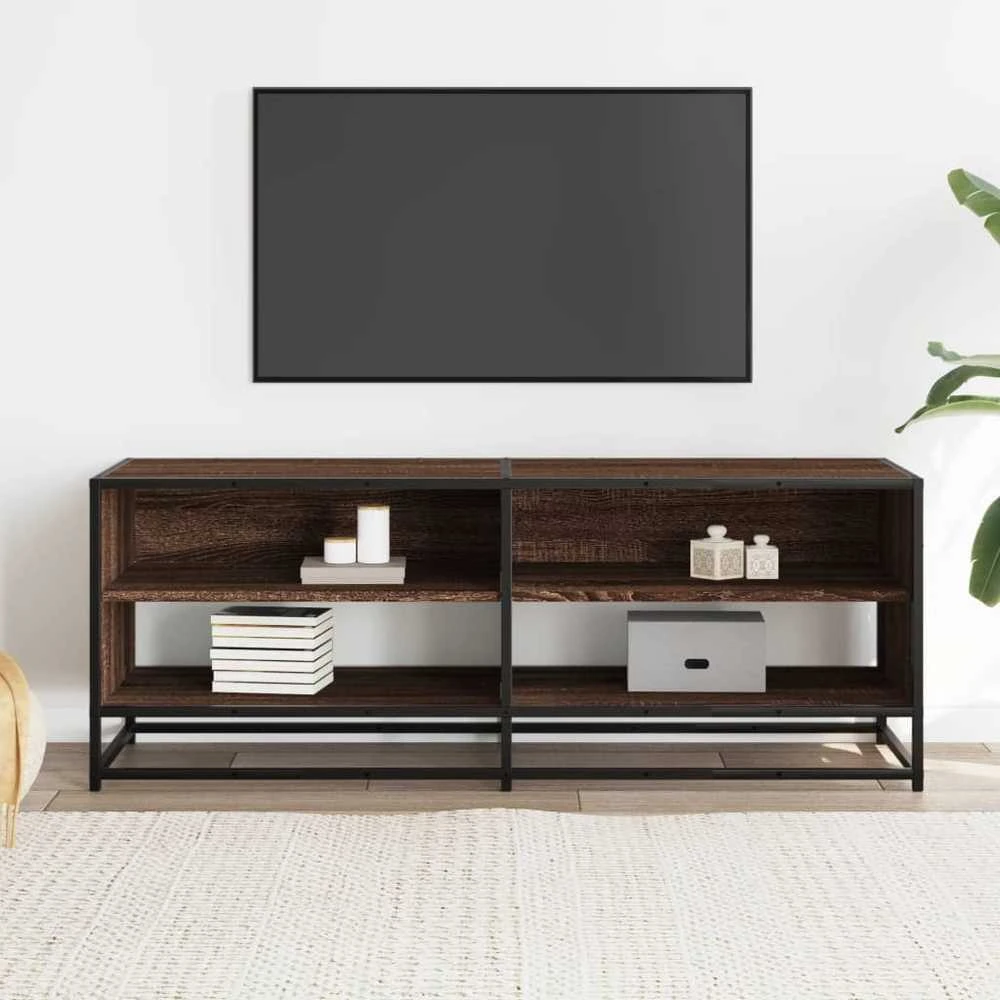 TV staliukas Televizoriaus spintelė, ruda, 120,5x40x46cm, mediena ir metalas