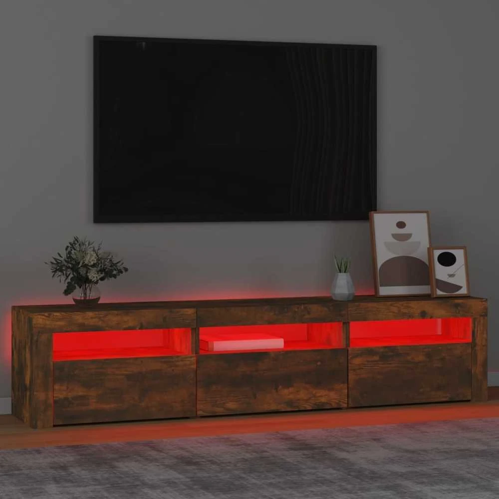 TV staliukas Televizoriaus spintelė su LED, dūminio ąžuolo, 180x35x40cm