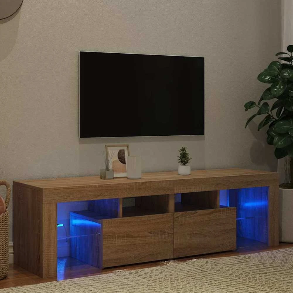 TV staliukas Televizoriaus spintelė su LED, sonoma ąžuolo, 140x36,5x40cm