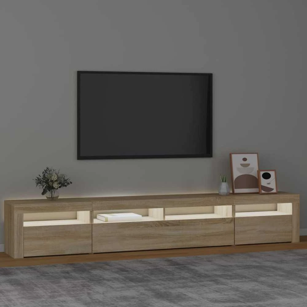 TV staliukas Televizoriaus spintelė su LED apšvietimu, ąžuolo, 240x35x40cm