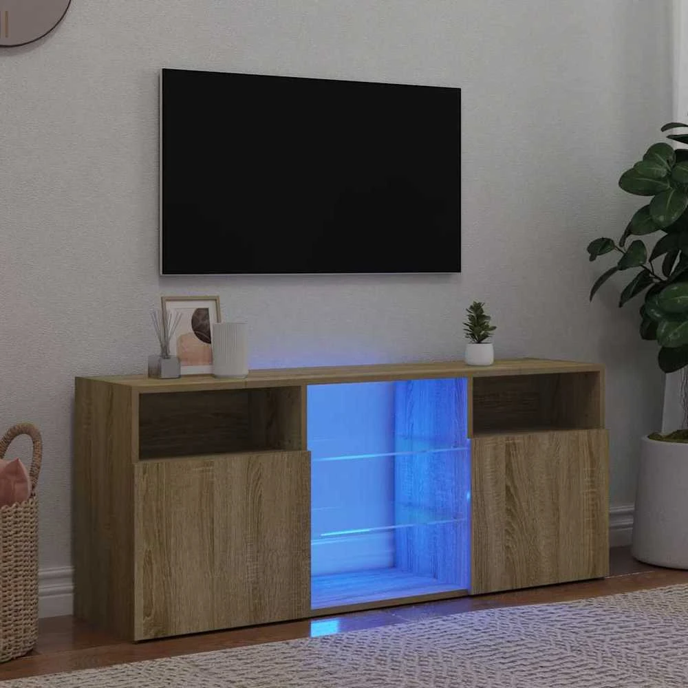 TV staliukas Televizoriaus spintelė su LED apšvietimu, ąžuolo, 120x30x50cm